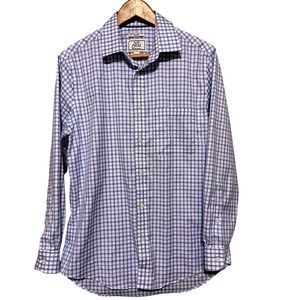 Jos A Bank 1905 Mens Slim Fit Gingham Check Stretch Non Iron Dress Shirt 15.5 33